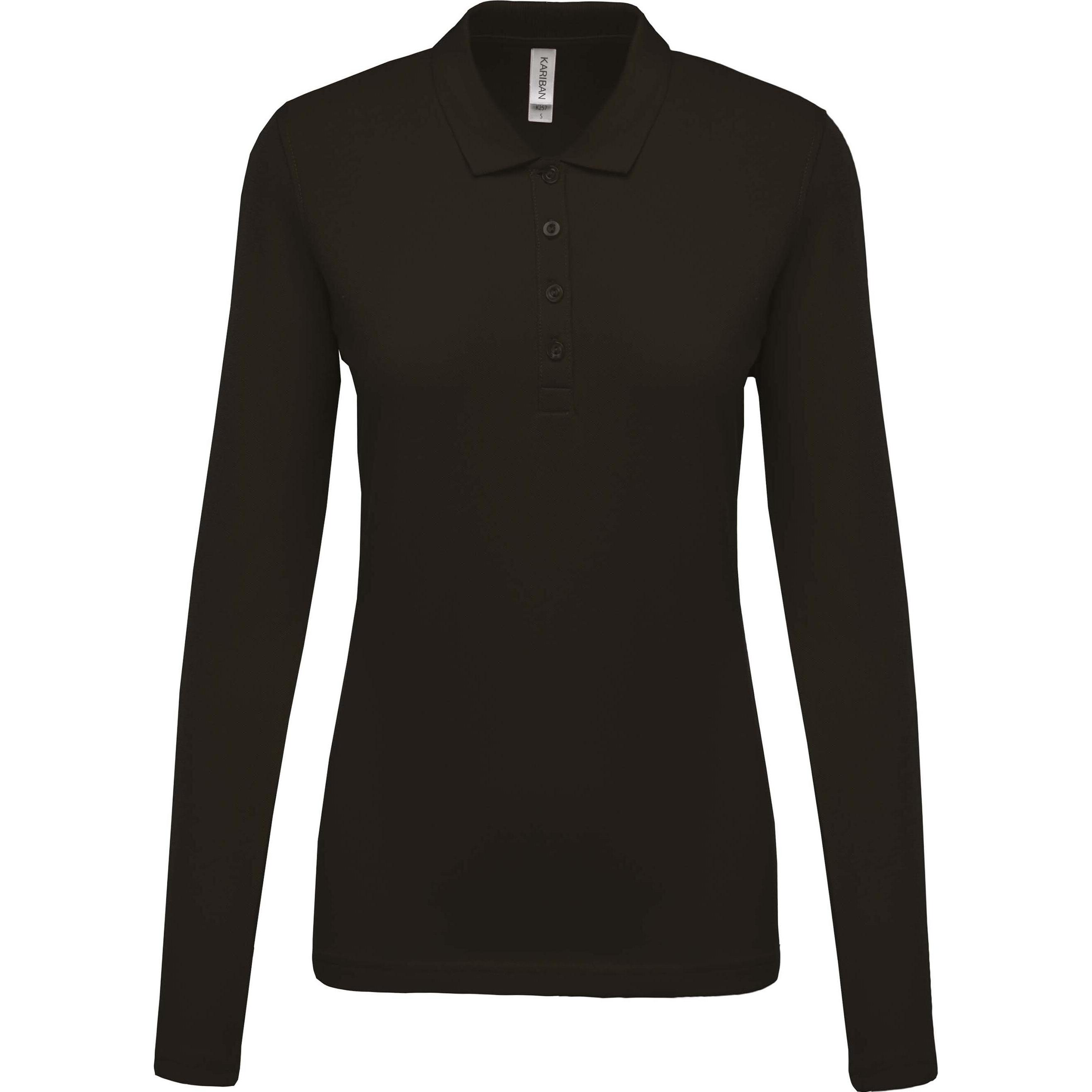Kariban, Damen, Shirt, daen langar-poloshirt piqué, Schwarz, (M)