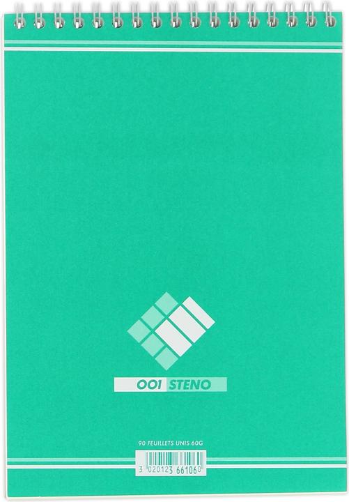 Image du produit 001bloc Bloc sténo, vierge, (L)148 x (H)210 mm (A5, Blanc, Couverture souple)