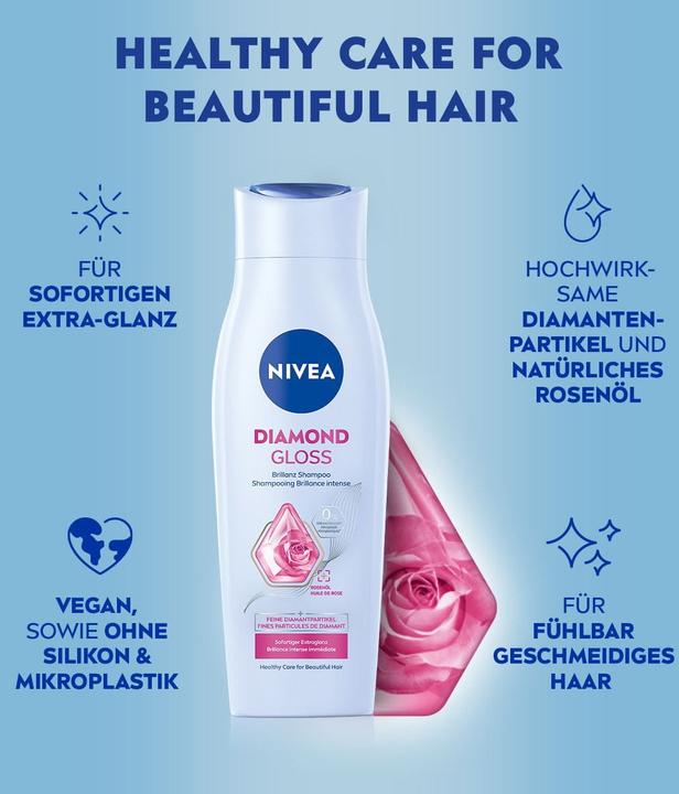 Actual product image NIVEA Diamond Gloss Shampoo Fl 250 ml (250 ml, Liquid shampoo)