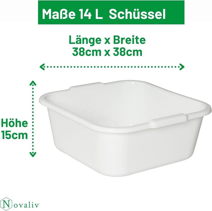 Produktbild Novaliv 10x Spülschüssel eckig 14L, 38x38 cm, Weiss, BPA-frei & Spülmaschinenfest? Ideal für Küche u