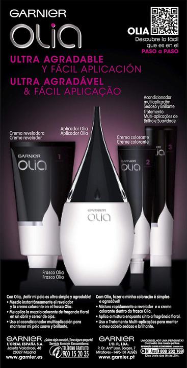 Actual product image Garnier Olia Ammonia Free Permanent Oil Dye Absolute Black Noir Absolu (Black)