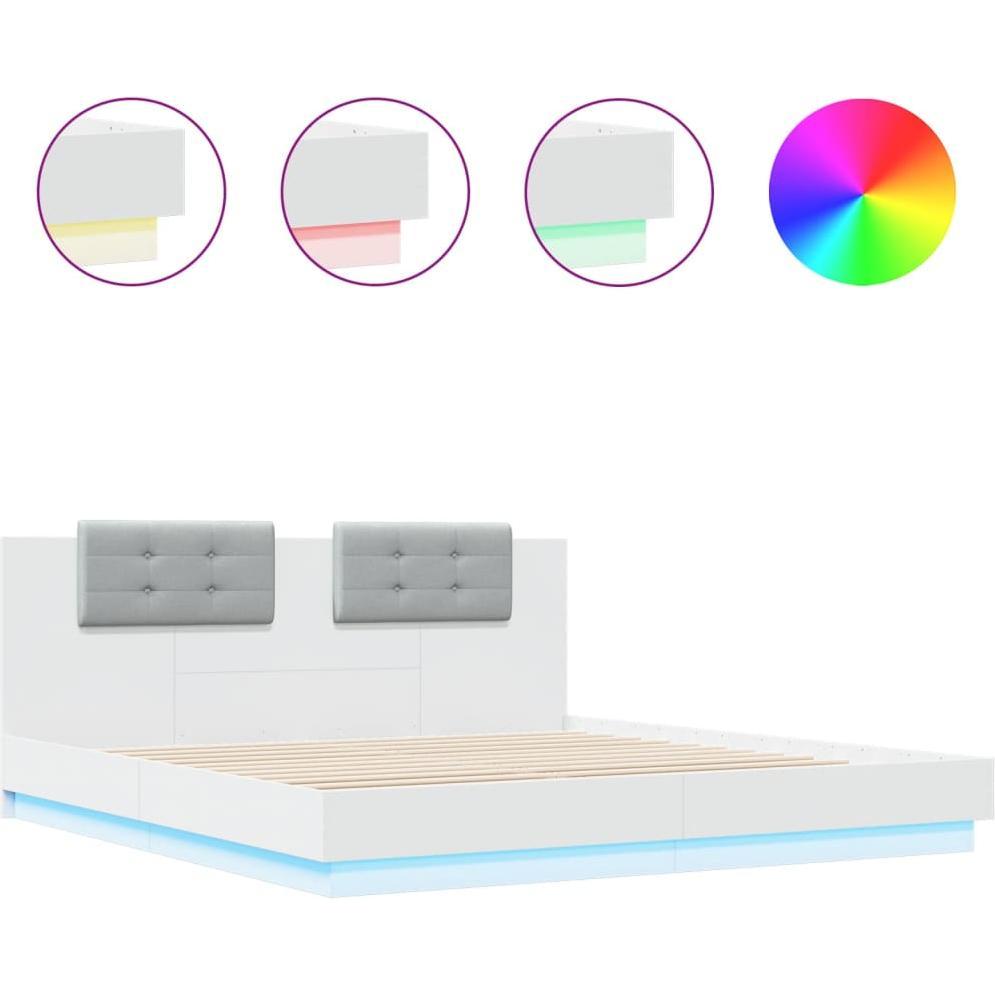 Thumbnail - VidaXL, Bett, Bettgestell mit Kopfteil und LED-Leuchten (180 x 200 cm)