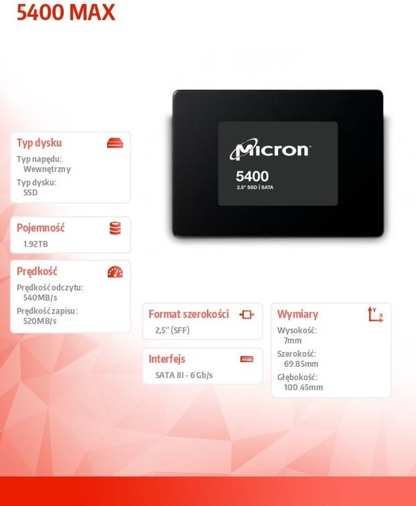 Produktbild Micron 5400 MAX SATA SSD (1920 GB, 2.5")