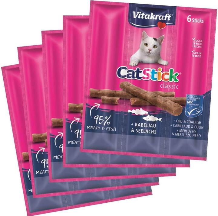 Produktbild Vitakraft Vita Cat Stick mini 5 x 6er Kabeljau/Thun (Adult, 30 Stk., 180 g)