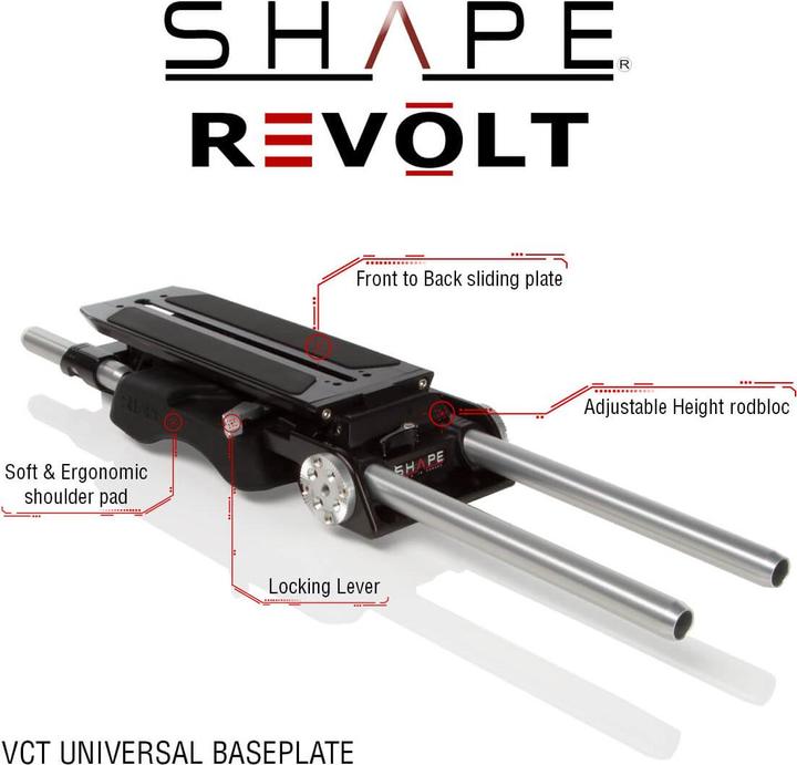 Actual product image Shape BP10 - Revolt VCT Universal Baseplate With Camera Shoulder Mount