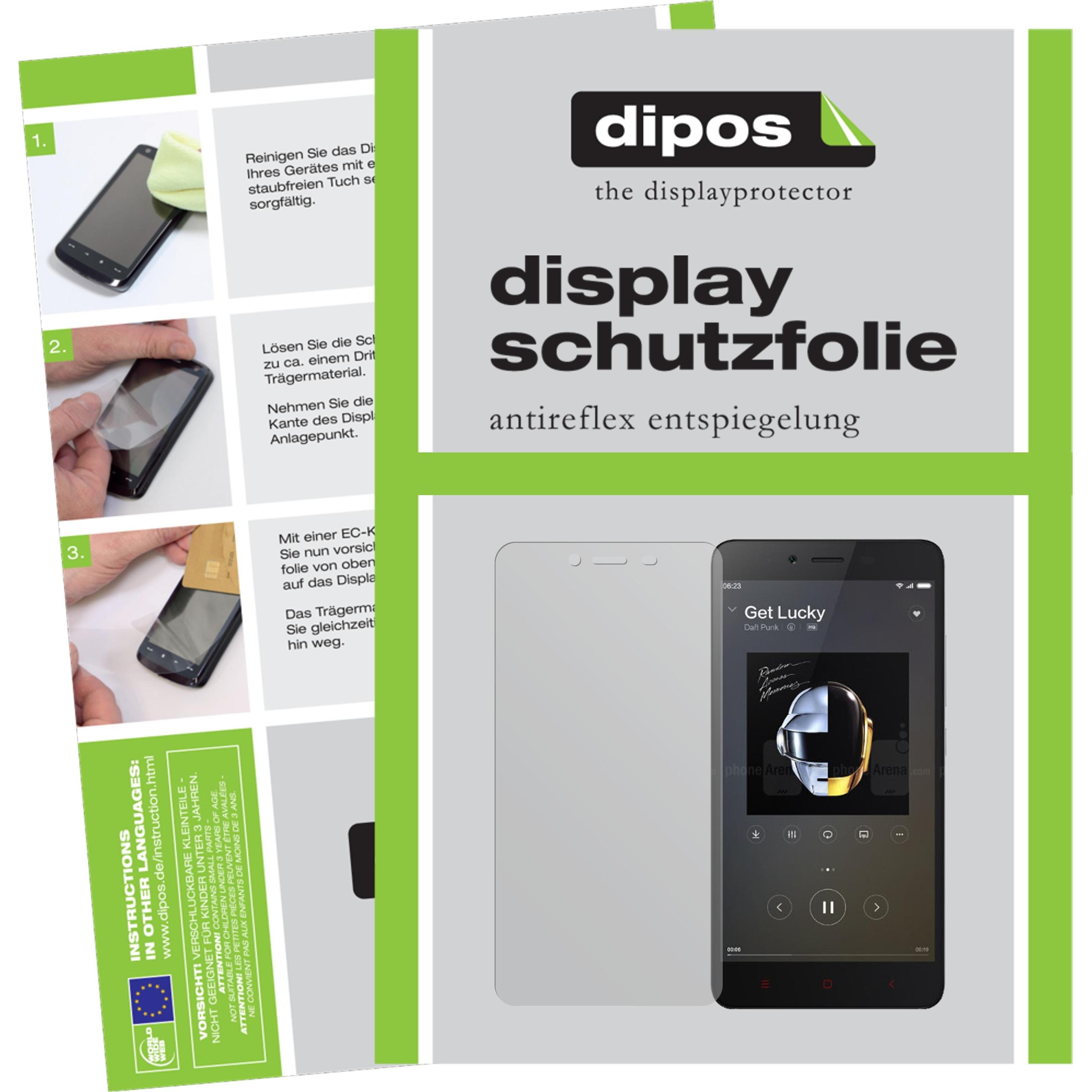 Dipos Displayschutzfolie Antireflex (2 Stück, Xiaomi Redmi Note 2), Smartphone Schutzfolie, Transparent