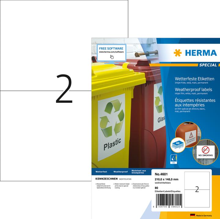 Productafbeelding HERMA Weerbestendige inkjet verzendetiketten A4