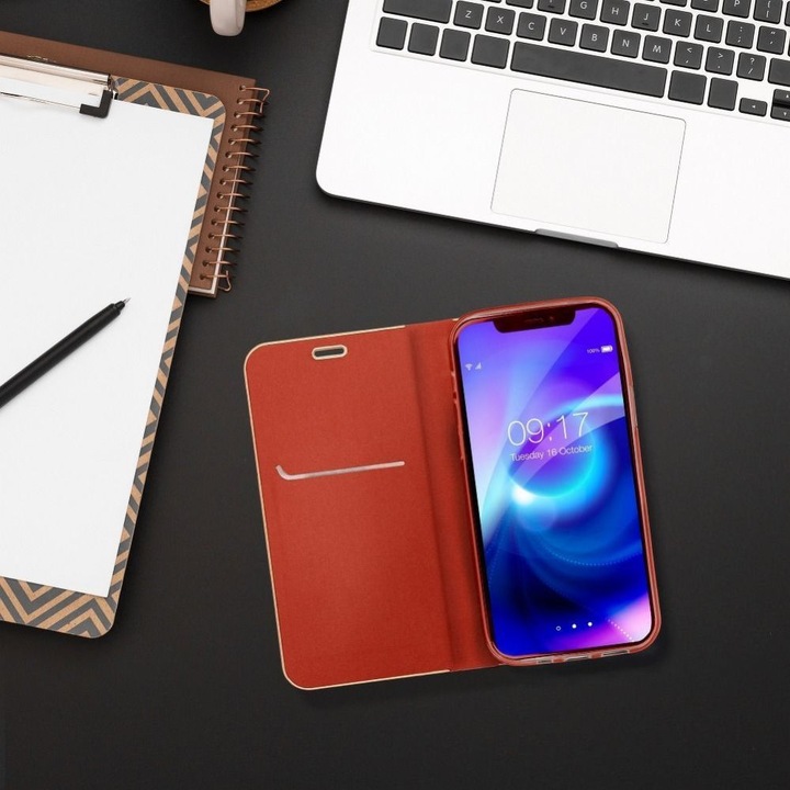 Produktbild Forcell Book case OEM LUNA Book Gold for SAMSUNG A13 5G / A04S red (Samsung Galaxy A13 5G, Samsung Galaxy A04S)