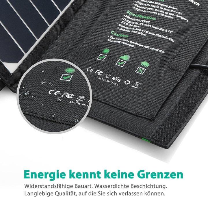 Actual product image RAVPower RP-PC008 Dual-Port Solar Charger (16 W)