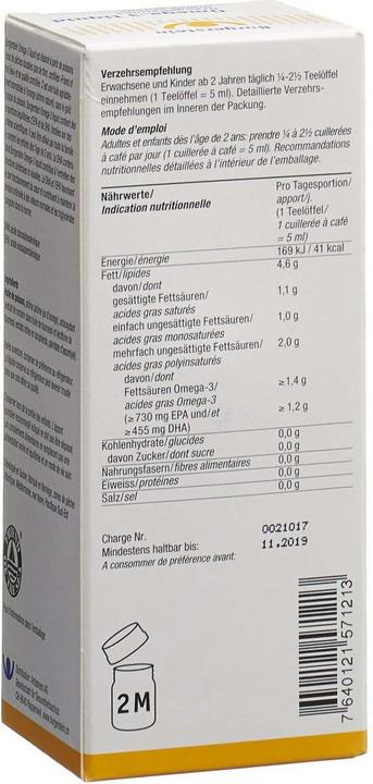 Nutritional values and ingredients Burgerstein omega3 (1 pcs., Liquid, 150 ml)