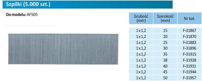 Image du produit Makita Clous à tête homme galvanisés 35 mm, 5000 pcs ( F-31915) pour cloueuse DBN500/AF505/AF