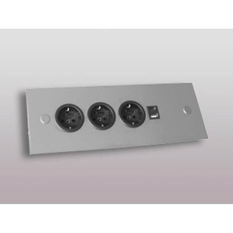 Thebo, Ciabatta multipresa, Energie-Ecksäule ST 3007/320/3 in Edelstahl mit USB A u. C/Ecksteckdosen/Steckdosenleiste/Stec (3x)