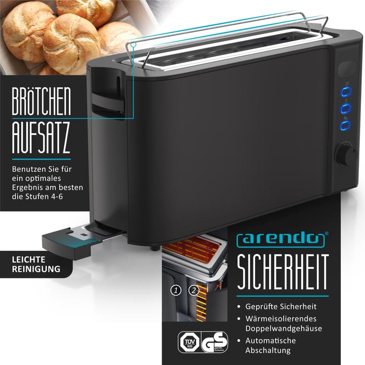 Actual product image Arendo Breakfast set kettle 1.5l temperature selection, 2-slice toaster & egg cooker for 6 eggs, black