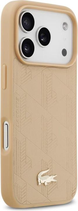 Actual product image Lacoste iPhone 17 Pro Back-Cover hul - MagSafe - Monogramme Print With Gold Logo - Beige (Apple iPhone 17 Pro)
