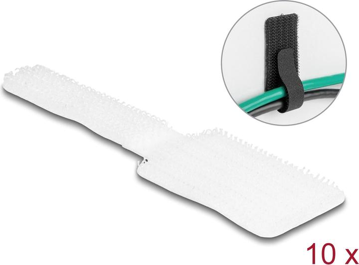Delock Klettkabelbinder selbstklebend Weiss 90 mm x 24 mm (Klettkabelbinder, 90 mm, 10 Stk.)