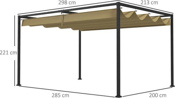 Image du produit Swisshandel24 Pergola 3x2m, mit verstellbares Dach, Freistehend, Sonnenschutz, Khaki (298 cm, 213 cm)