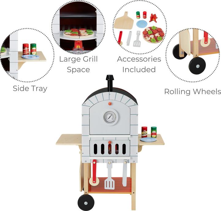 Produktbild Teamson Kids Pizza Oven Roleplay with 24 accessories GreyNatural