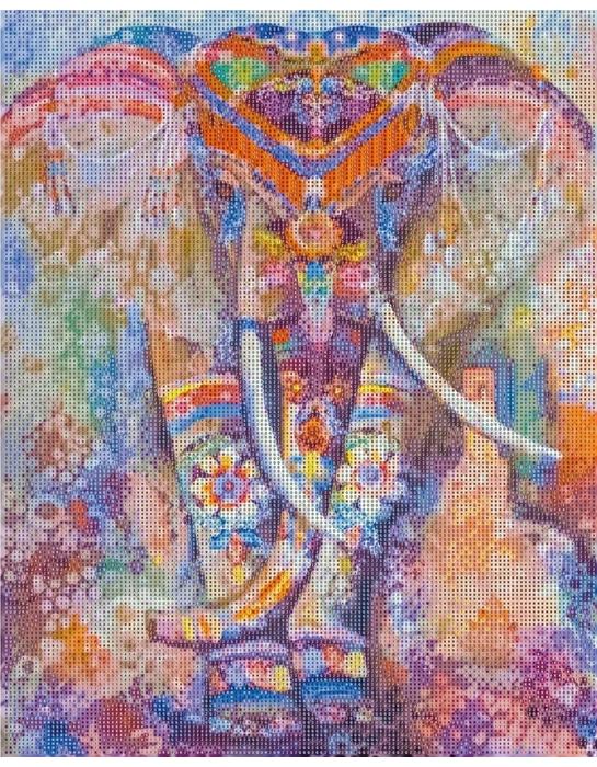 Diamond Painting Bemalt. Elefant 40x50cm