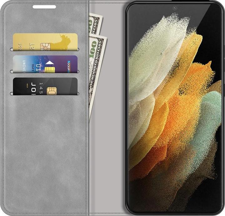 Image du produit Cover-Discount Galaxy S22 Ultra - Housse soyeuse Stand Flip Case grise (Samsung Galaxy S22 Ultra)