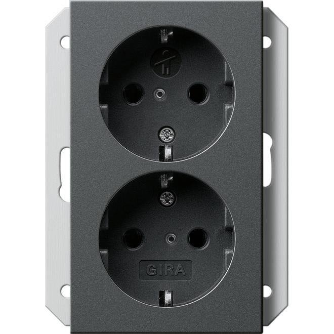 Gira, Steckdose, Doppeldose SCHUKO KS 1fach anth 273128