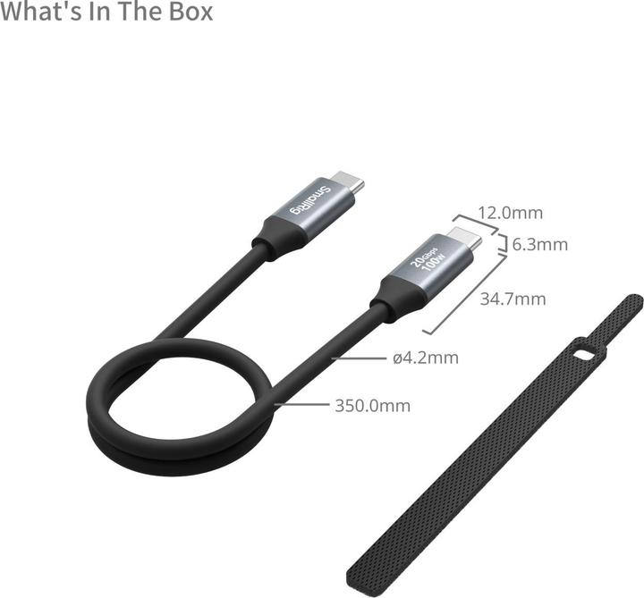 Actual product image SmallRig USB C (Straight) to USB C (Straight) Data Cable (35cm / 13.8in) 4788 (0.35 m, USB 3.1, 100 W)