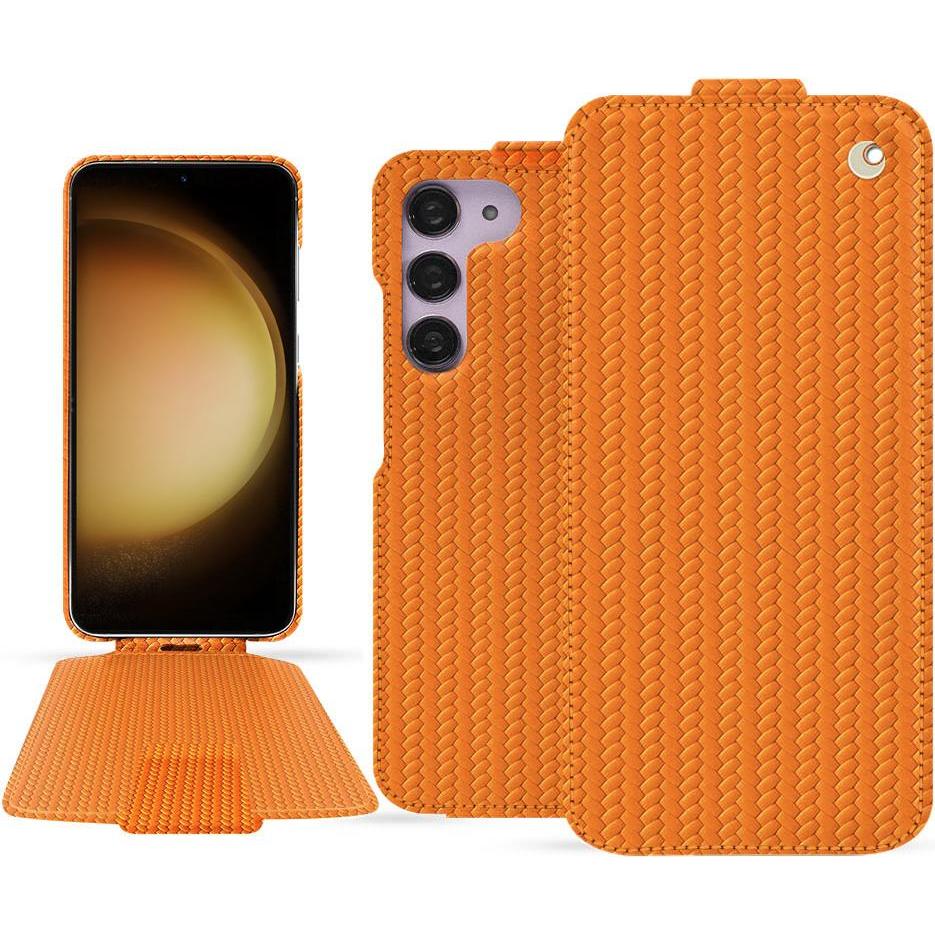 Noreve Lederschutzhülle vertikal (Samsung Galaxy S23+), Smartphone Hülle, Orange