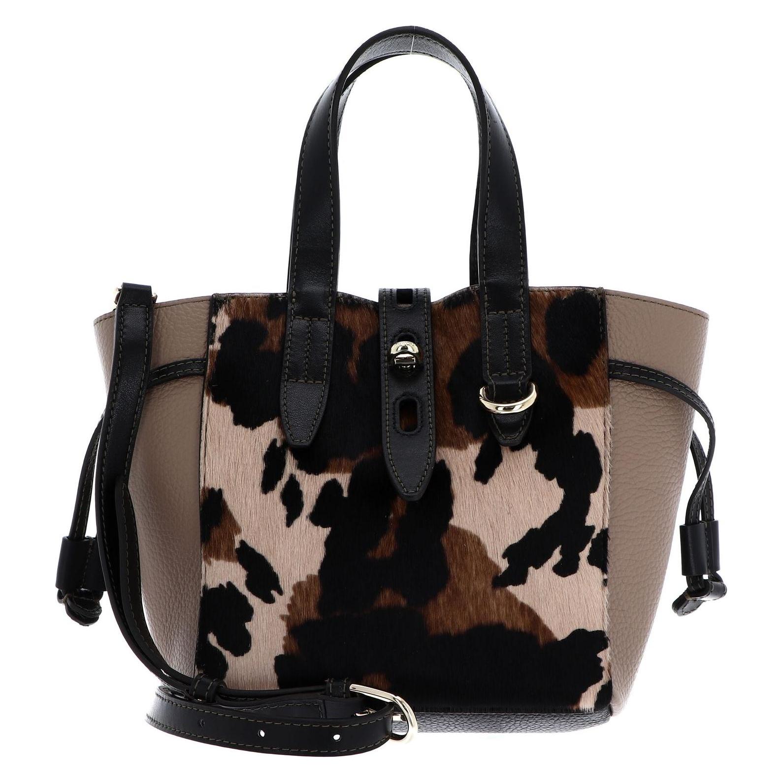 Furla, Damen, Handtasche, Net Mini Tote Bag, Braun, Schwarz, Beige