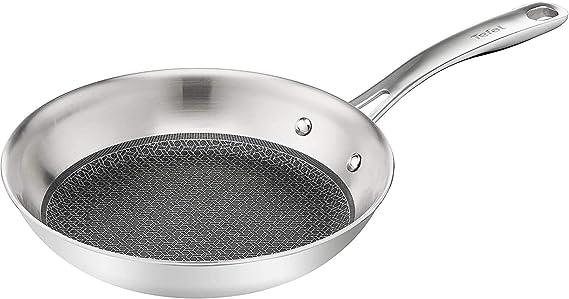 Actual product image Tefal Stainless Steel Frying Pan 28cm with Jamie Oliver Glass Lid E49706 / B98897 (28 cm, Frying pan)