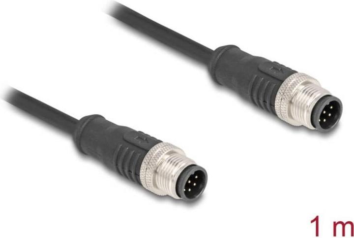 Actual product image Delock M12 cable A-coded 8 pin plug to plug PVC 1 m (S/FTP, CAT5e, 1 m)