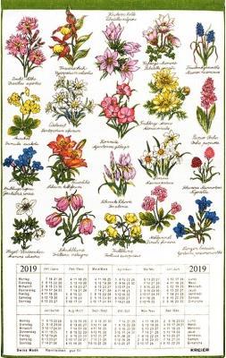 Actual product image Doerig Fabric calendar alpine flowers, pure linen
