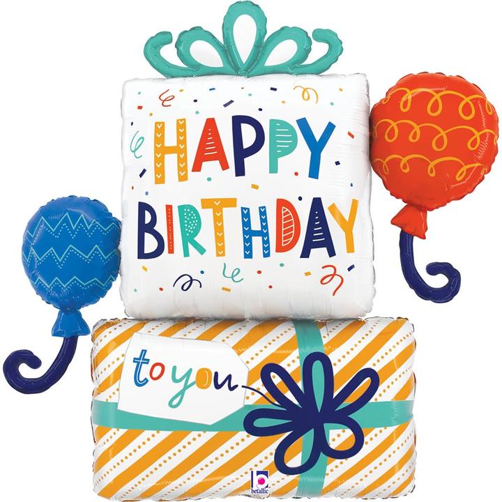Actual product image Grabo Balloons XL Happy Birthday presents balloon