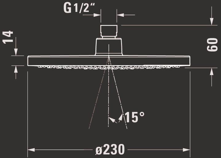 Immagine prodotto Duravit Soffione a 1 getto, 230, MinusFlow cromo / bianco (1 Tipo di fascio, 9 l/min)