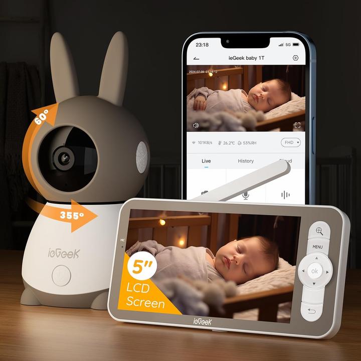 Produktbild IeGeek Babyphone mit 360°Kamera (Babyphone mit Kamera)