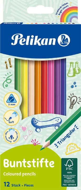 Produktbild Pelikan Buntstifte dünn dreikant (12x)