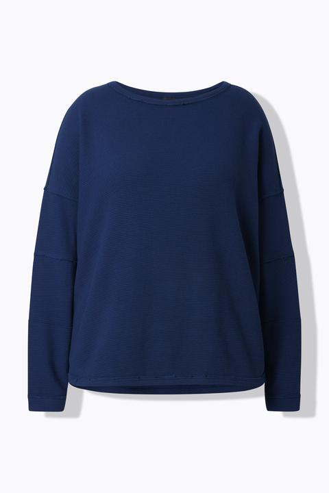 Produktbild Ulla Popken Sweatshirt, offene Kanten, gerippt, Rundhals, Langarm (58, 60)