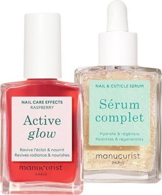 Actual product image Qiriness Manucurist Healthy Glow Duo Active Glow Raspberry Pink Repairing Nail Polish