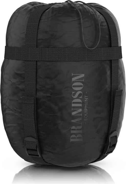 Actual product image Brandson Mumien-Schlafsack, Outdoor, Winterschlafsack bis -18°C, 2 Kordelzüge für Gesicht und Hals, schwarz (220 cm)
