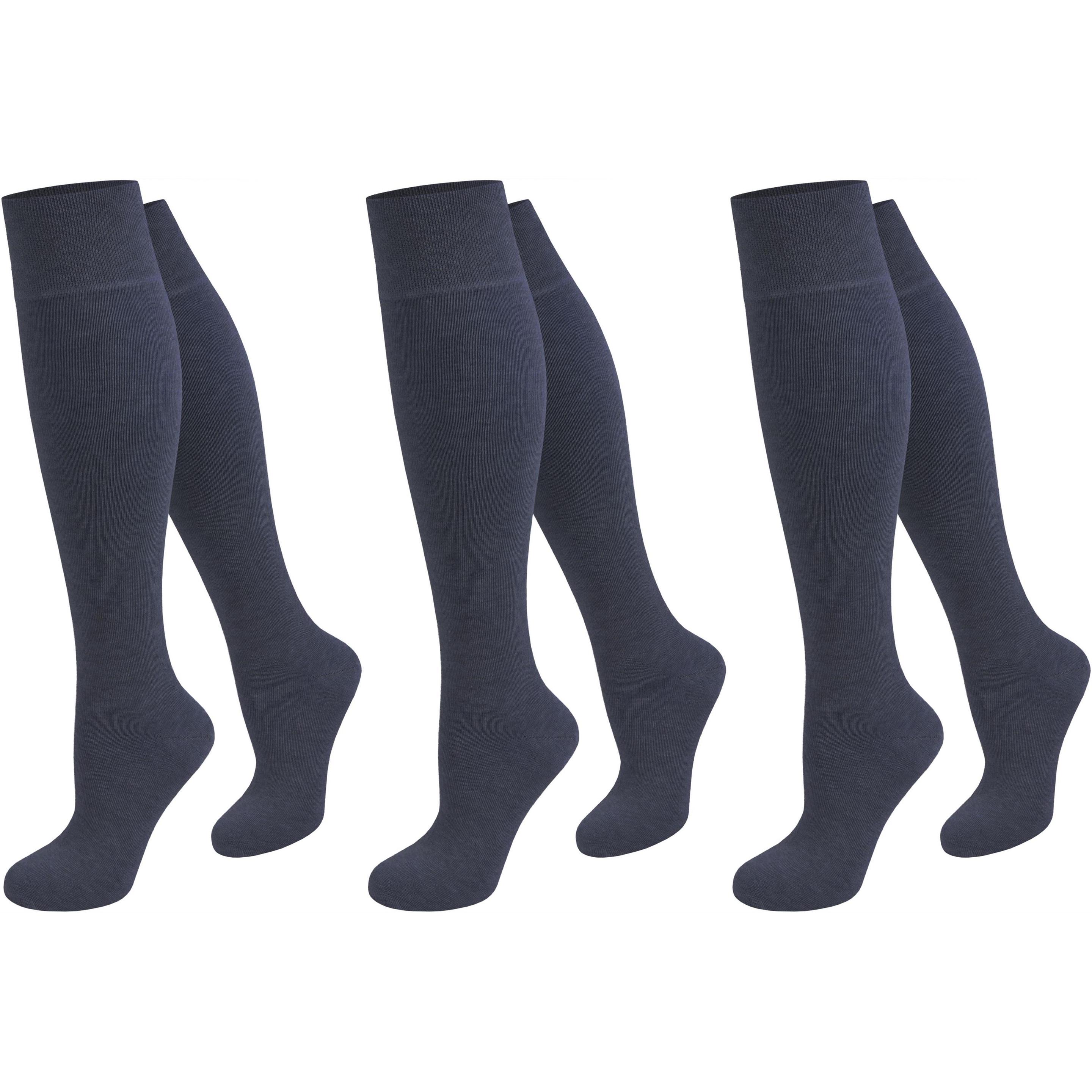 Normani, Herren, Socken, 3 Paar Business-Kniestrümpfe aus Baumwolle, Blau, (3er Pack, 47 - 50)