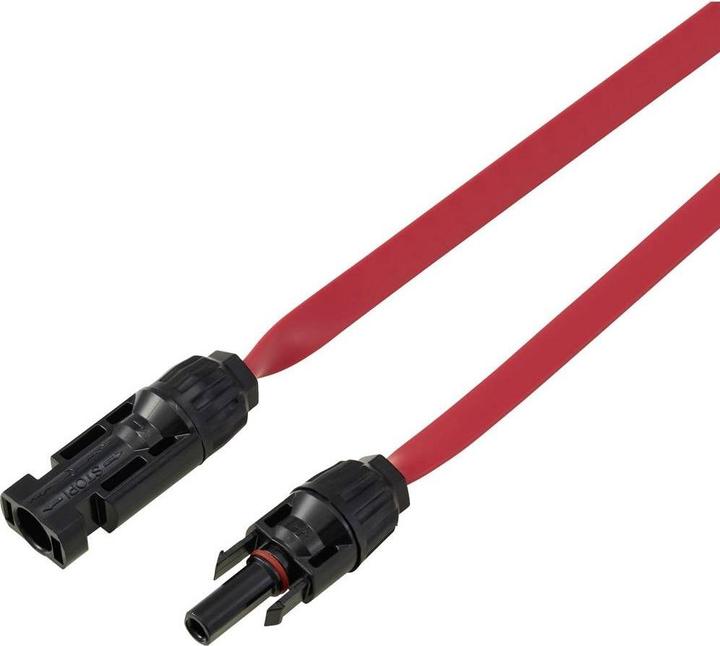 Produktbild Tru Components PV-Solarverlängerungs-Flachkabel, Stecker auf Buchse, rot, 1 m TC-13805772 Rot (Solarstecker)