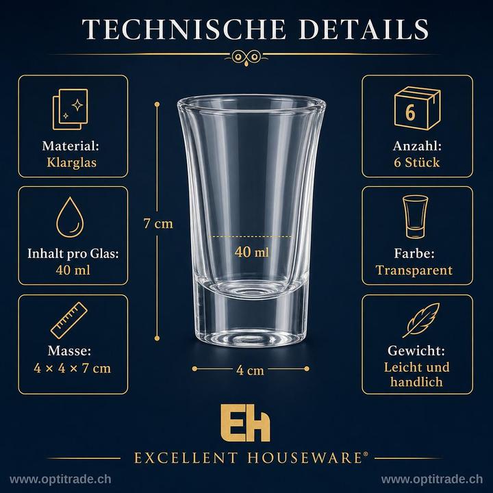 Immagine prodotto Excellent Houseware Schnapsglas (6x, Bicchiere di vetro)