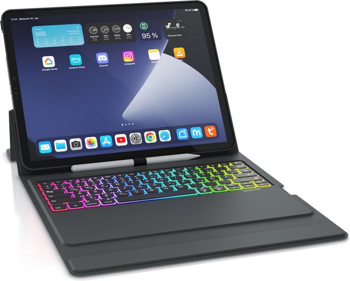 Aplic Bluetooth tablet keyboard for iPad Pro 12.9 inch Gen 3 + 4, 500 mAh battery, keyboard with case (DE)