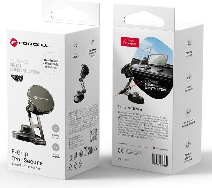 Immagine prodotto Forcell Stylus F-GRIP IronSecure magnetic car holder for windshield / dashboard black