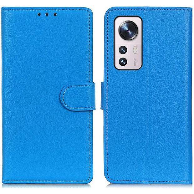 Thumbnail - MU Classic Litchi Leder Bookcover Series (Xiaomi 12X), Smartphone Hülle, Blau