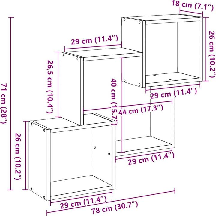 Actual product image vidaXL Wall cabinet (78 x 18 x 71 cm)