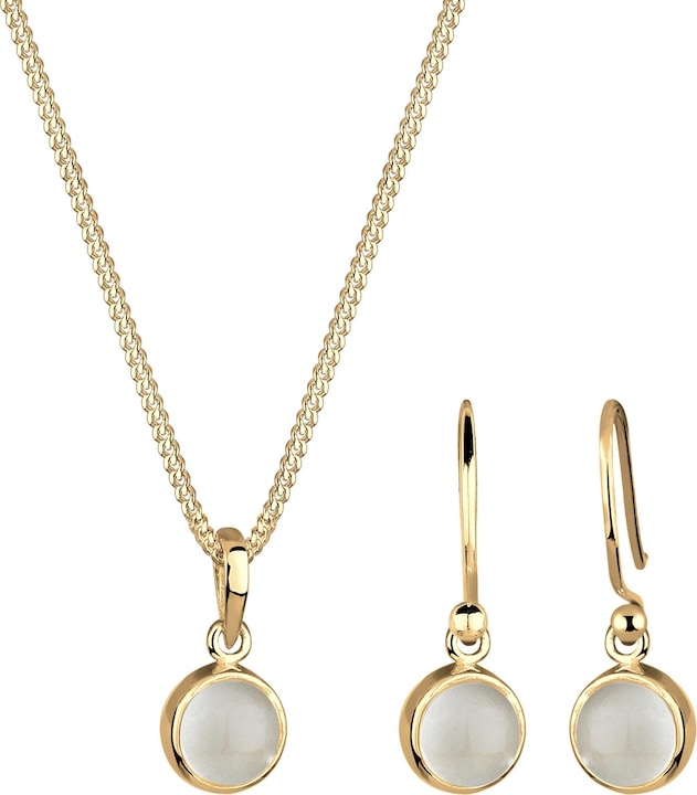Elli Edelstein Ohrhänger, Edelsteinkette (925 Sterling Silber)