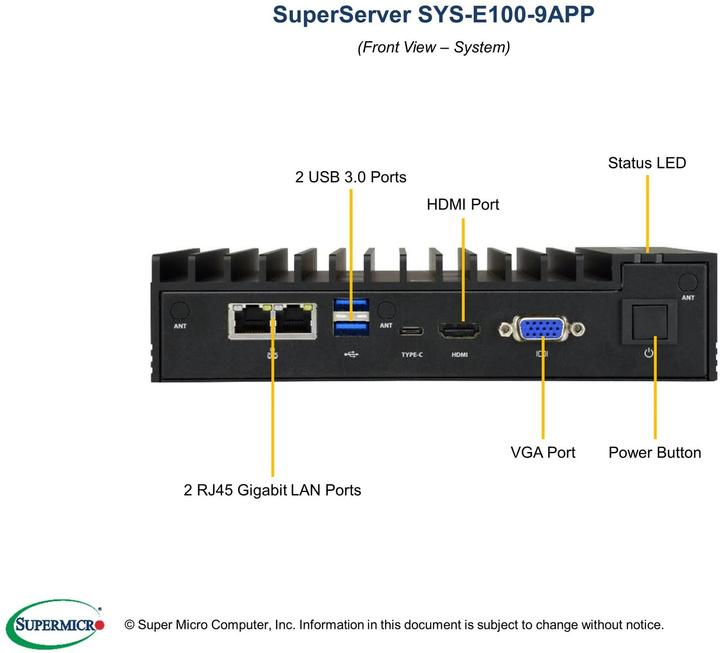 Actual product image Supermicro Server BAB SYS-E100-9APP
