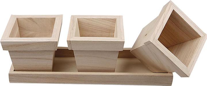 Produktbild Creativ Company Blumentopf-Set, aus Holz (27 x 9 x 9 cm)