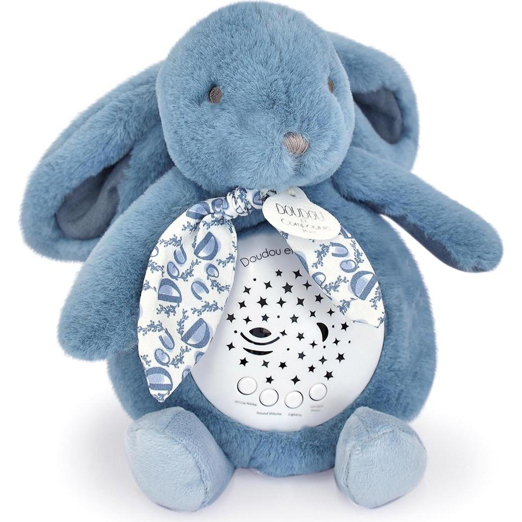 Doudou et Compagnie, Nachtlicht, Nachtlicht Sterne & Musik, Hase blau 19cm