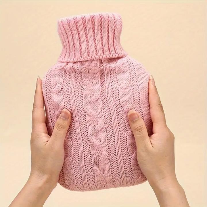 Immagine prodotto ASMI Bottiglia dell'acqua calda, bottiglia da letto con copertura in maglia, 1 litro (1 l, Fiaschetta da letto con coperchio)