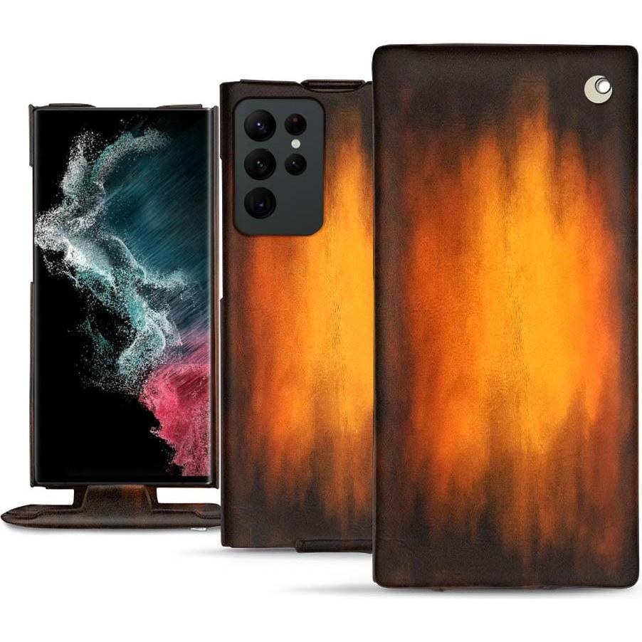 Noreve Lederschutzhülle vertikal (Samsung Galaxy S22 Ultra (5G)), Smartphone Hülle, Violett